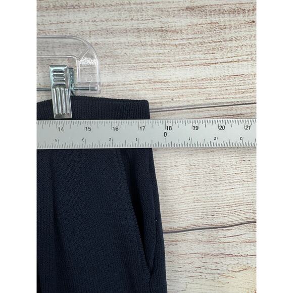 St. John Basics Pleated Knit Pull On Pants Womens 12 Navy Blue - Picture 7 of 8